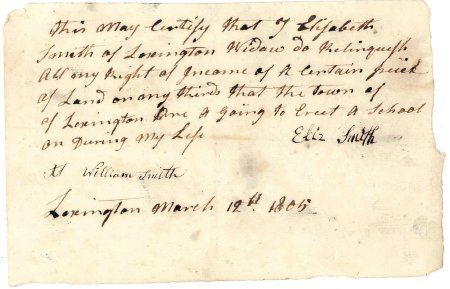 Statement, lease of land for schoolhouse, 1805