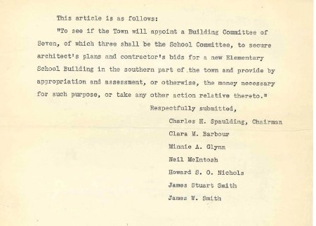 Cmte. on Increased School Accommodations, 1928