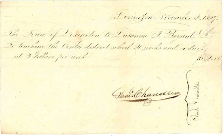 Invoice for teaching Center District School, 1827