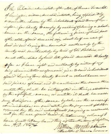 Lease of land for a schoolhouse, 1827