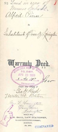 Deed, land adjoining the Munroe School, 1909