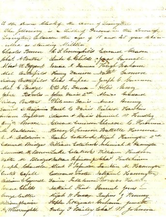 List of persons liable to be enrolled as standing militia, 1850