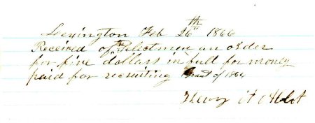 Receipt, Henry A. Abbott paid by the Selectmen, 1866