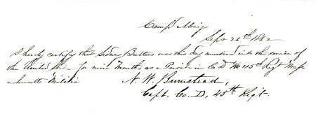 Enlistment record, Sidney Butters, 1862