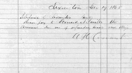 Order to pay Leonard A. Saville, 1865