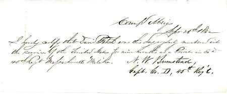 Enlistment record, David Fitch, 1862