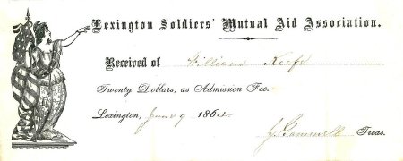 Receipt, Lexington Soldiers' Mutual Aid Association, 1864