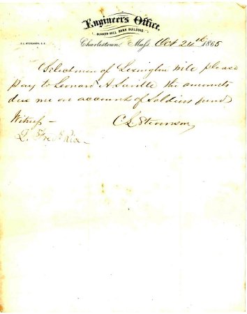 Order to pay on account of soldiers fund, 1865