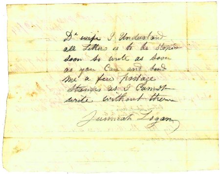 Order of Jeremiah Logan pay $100 to wife, April 16, 1864