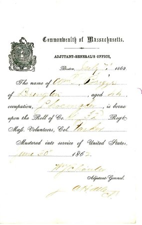 Enlistment record, July 7, 1862