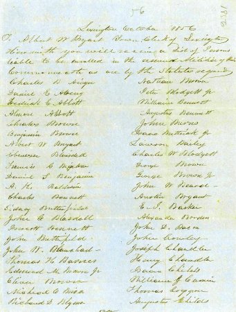 List of persons liable to be enrolled in the militia, 1856