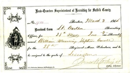 Enlistment, William Manning & Stephen Caroll, 1864