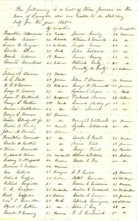 List of persons liable to do military duty for the year 1869