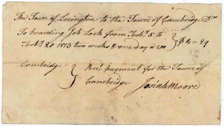 Receipt for boarding Job Lock, 1813