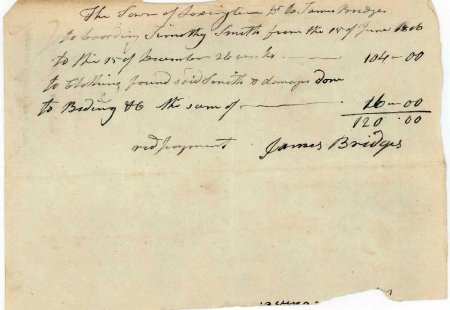 Receipt, James Bridges paid by Town of Lexington, 1816