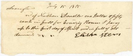 Receipt, Elisha Stearns paid by Nathan Chandler, 1815