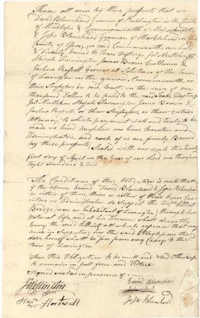 Contract to board widow Elliot Bridge, 1802