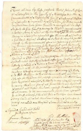 Deed for Lexington land conveyed to the Commonwealth, 1799