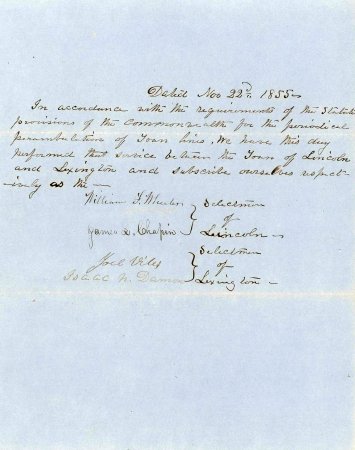 Perambulation between Lexington & Lincoln, 1855