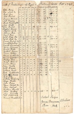 Valuation, 1743 (incomplete document)