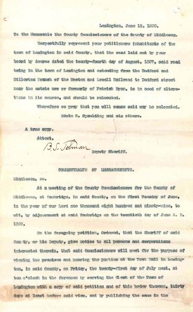 Letter, Deputy Sheriff to Middlesex County Commissioners, 1899